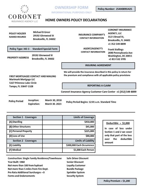 Sample Homeowners Insurance Declaration Page Top Faqs Of Insurances