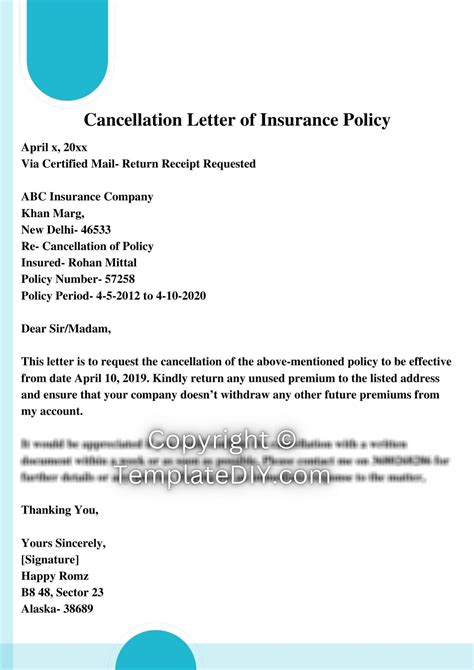 Sample Letter To Cancel Business Insurance Policy Sample Letter To Cancel Business Insurance Policy