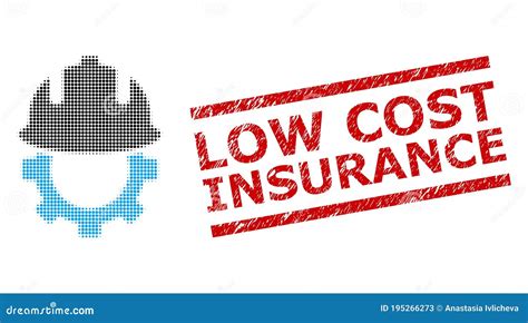 Scratched Low Cost Insurance Seal Stamp And Halftone Dotted Development Scratched Low Cost Insurance Seal Stamp And Halftone Dotted Development