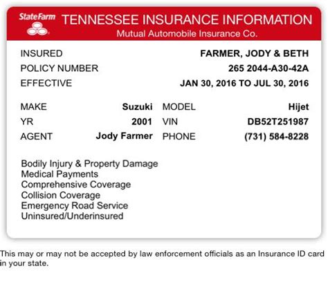 State Farm Car Insurance Card Template State Farm Car Insurance Card Template