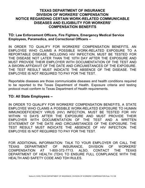 Texas Department Of Insurance Division Of Workers Compensation