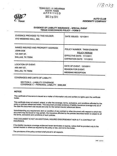 Texas Liability Insurance Card Fill Out Amp Sign Online Dochub
