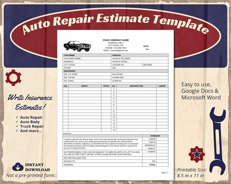 This Auto Repair Template Can Be Used As An Estimate Invoice Or This Auto Repair Template Can Be Used As An Estimate Invoice Or