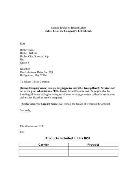 What Is A Broker Of Record Letter Template Example Doc Template What Is A Broker Of Record Letter Template Example Doc Template