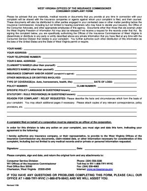 Wv Insurance Commissioner Complaint Form Fill And Sign Printable Wv Insurance Commissioner Complaint Form Fill And Sign Printable